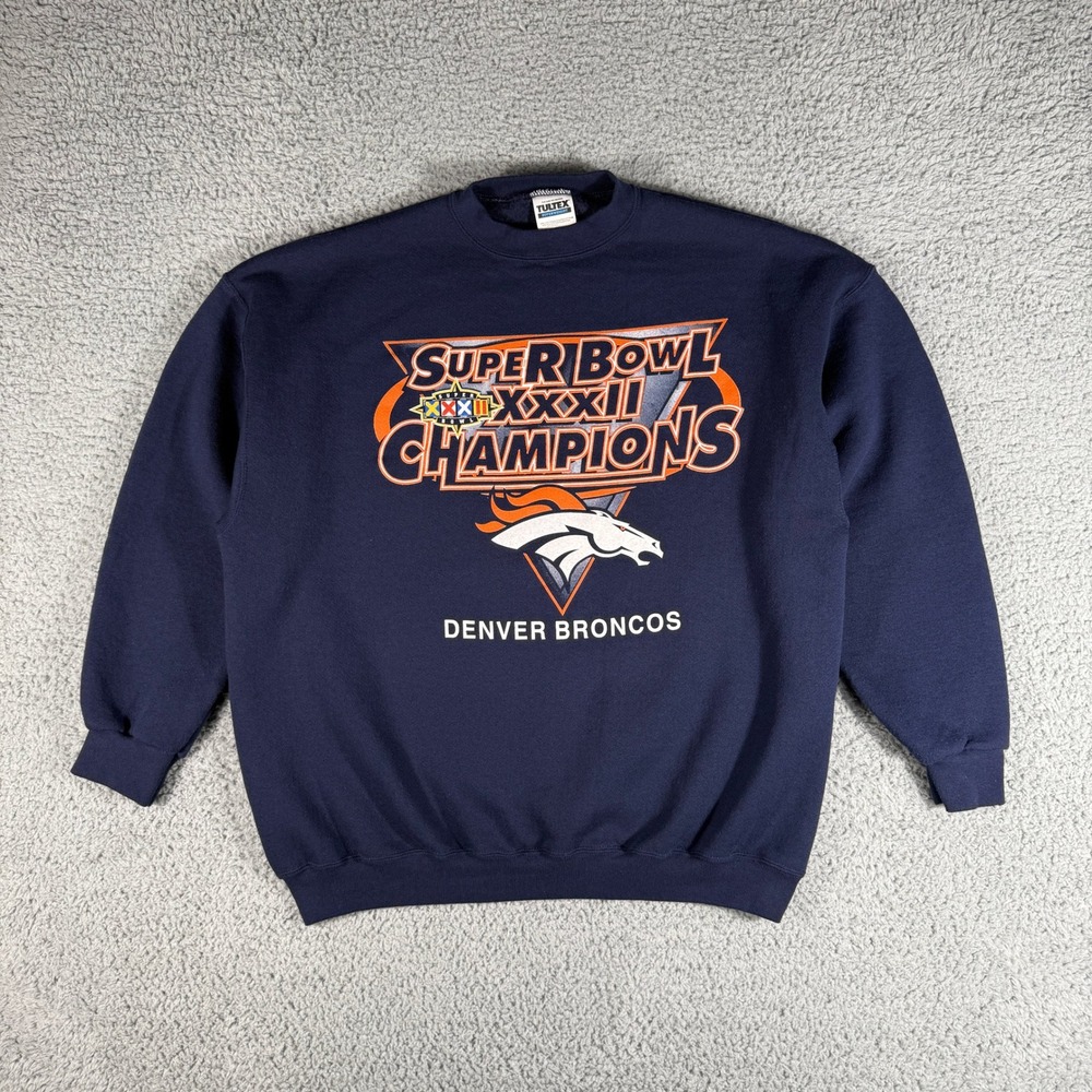Vintage 90s Denver Broncos Sweatshirt Size XL Super Bowl XXXII Champions Tultex
